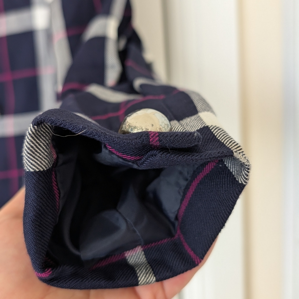 VTG Navy & Pink Plaid Double Breasted‎ Blazer - Picture 9 of 13